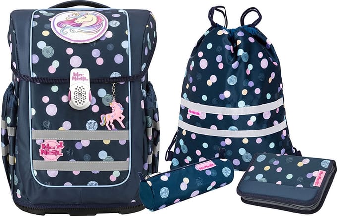 McNeill Schooltas Ergo Compacto Schoolbag Set 5-delig Polly Donkerblauw