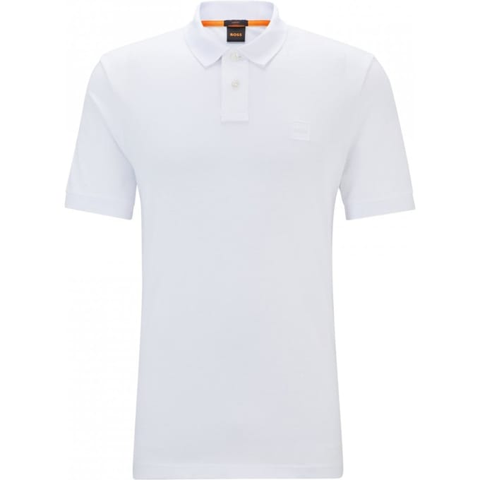 BOSS Orange Passenger Heren Stretch-Katoen Slim-Fit Polo met Logo Patch NOS