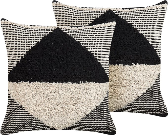 KHORA - Sierkussen set van 2 - Zwart - 50 x 50 cm - Katoen