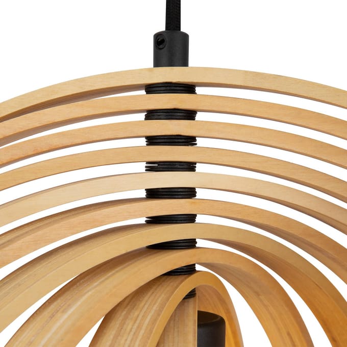 Hanglamp Maytoni Roots, bolvorm, Ø 43 cm, hout/zwart