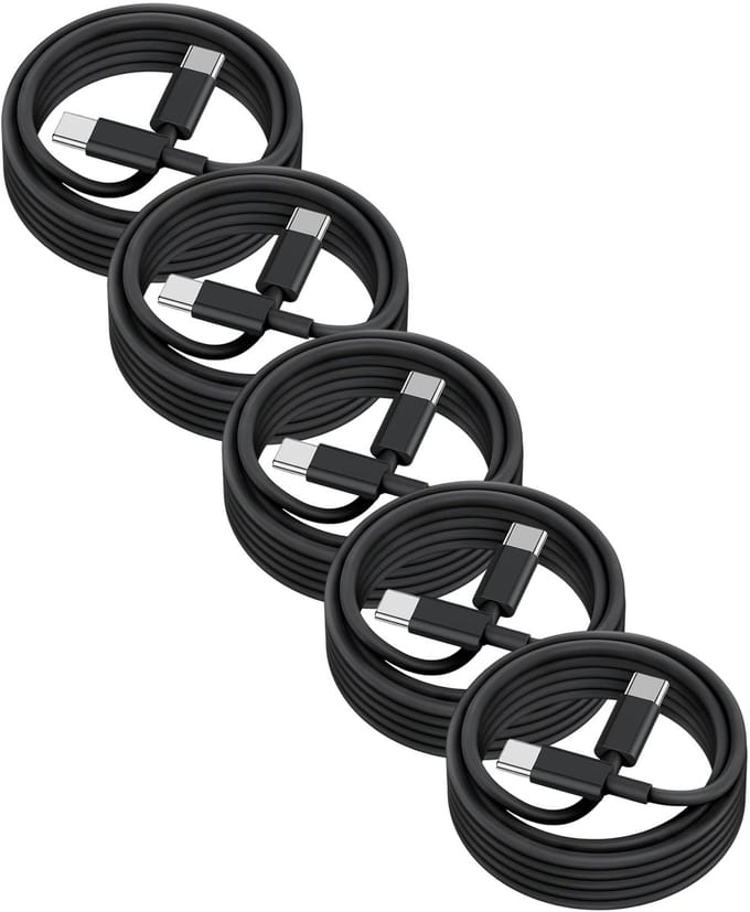 USB C naar USB C kabel - 3 Meter Oplaadkabel 5x - USB-C Oplader Kabel - Zwart