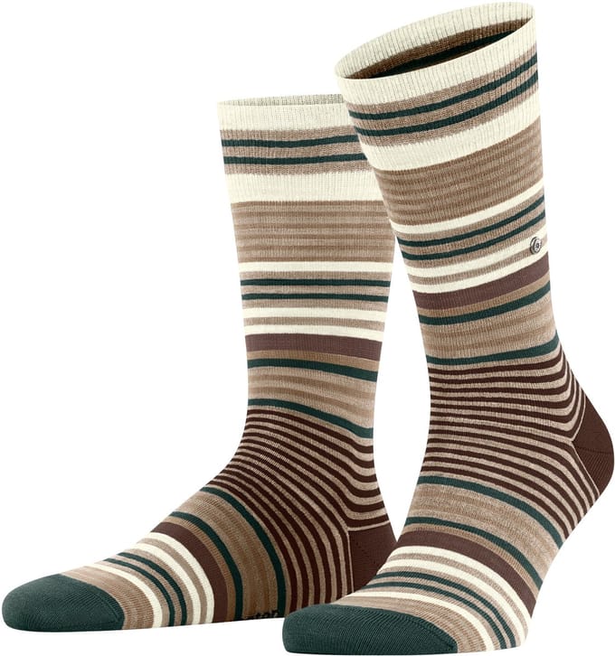Burlington Stripe gedessineerd wol sokken heren bruin - maat 40-46