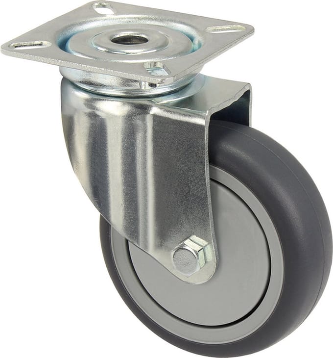 Wovar Zwenkwiel 75 mm Rubber met Plaat | Per Stuk