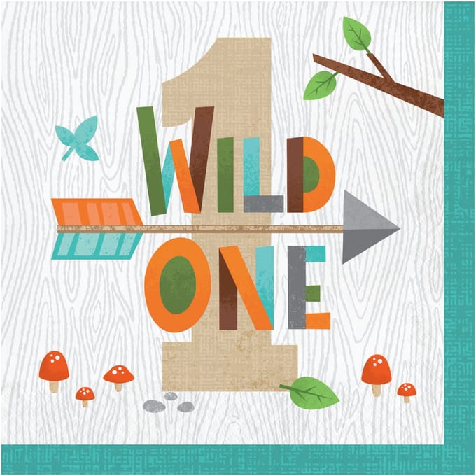 Witbaard Servetten '1' Wild One 33 Cm Papier Groen/wit 16 St
