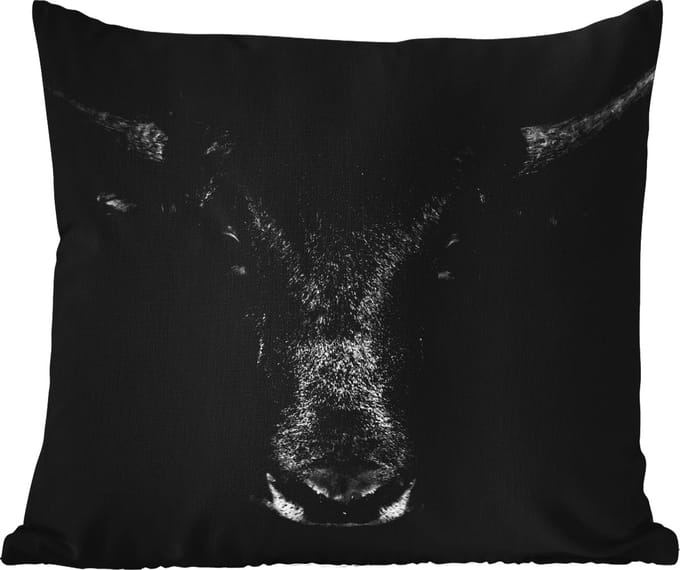 Buitenkussen - Stier - Dieren - Zwart - Wit - 45x45 cm - Weerbestendig