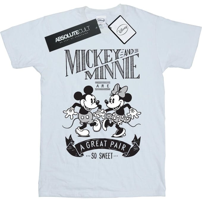 Disney Heren Mickey en Minnie Mouse Geweldig Paar T-shirt (Wit)