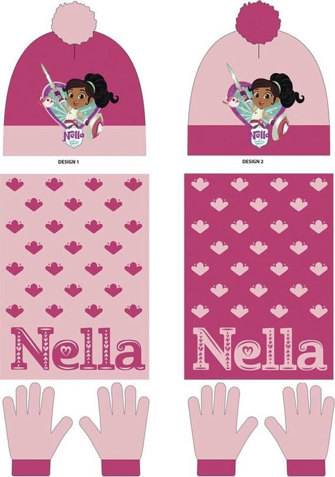 Nella muts met sjaal en handschoenen