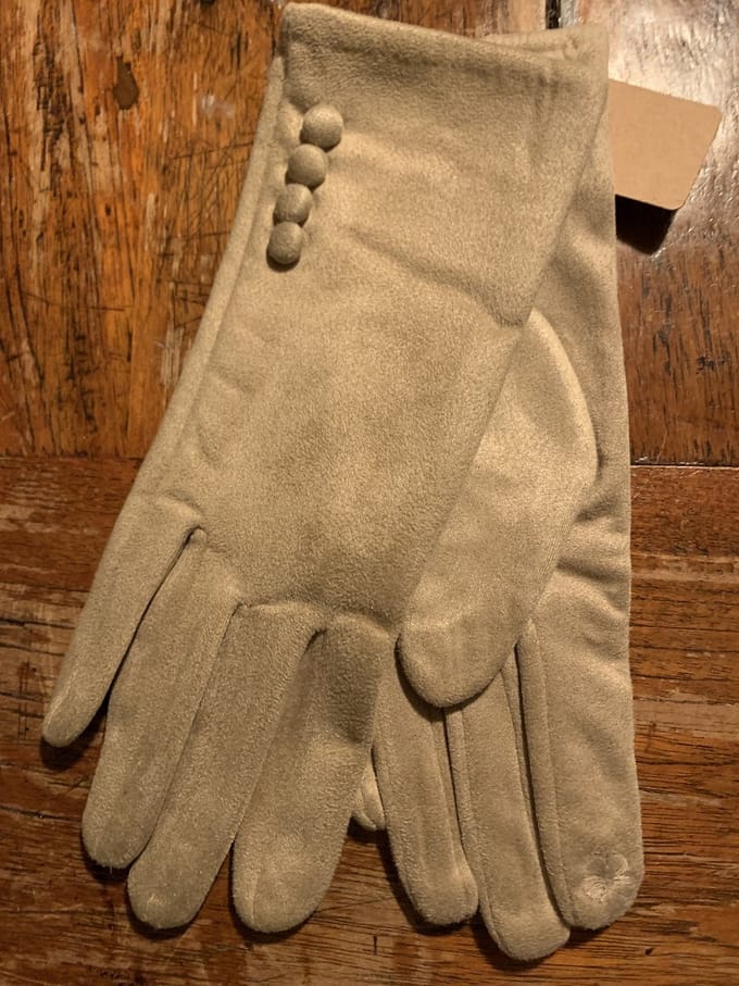 handschoenen -beige - suède look -vier knoopjes -Finger tip voor Touch screen