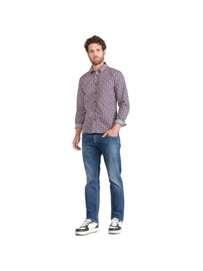Le Temps Des Cerises Herenshirt Floy met rotem Blumenmuster