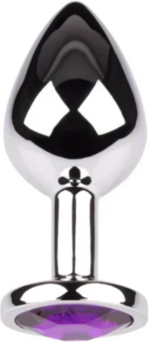 Plug It Strass Buttplug Large Zilver/Paars