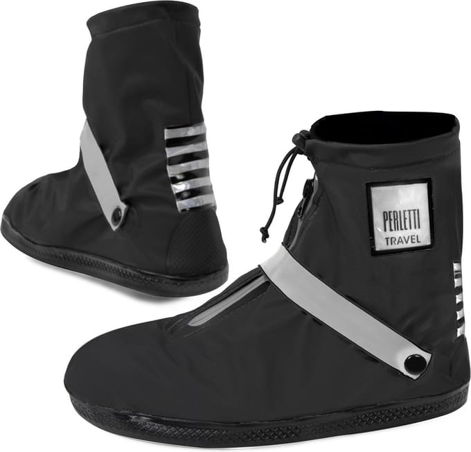 Zwart met reflecterende band lage regenoverschoenen (Shoe Cover) van Perletti M