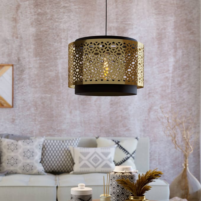 EGLO Sandbach Hanglamp - E27 - Ø 42 cm - Zwart|Goud - Staal - Japandi