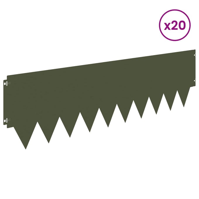 vidaXL - Gazonrand - 20 - st - 103 - x - 30 - cm - Staal - Olijfgroen