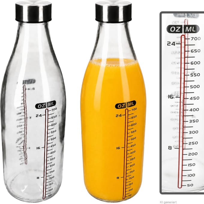 2er Set FLASCHE ORGANIC 1L met deksel & schaal van glas – 67364