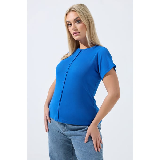 Limited Collection Blauwe Top Met Knoopsluiting Aan De Voorkant Size 48