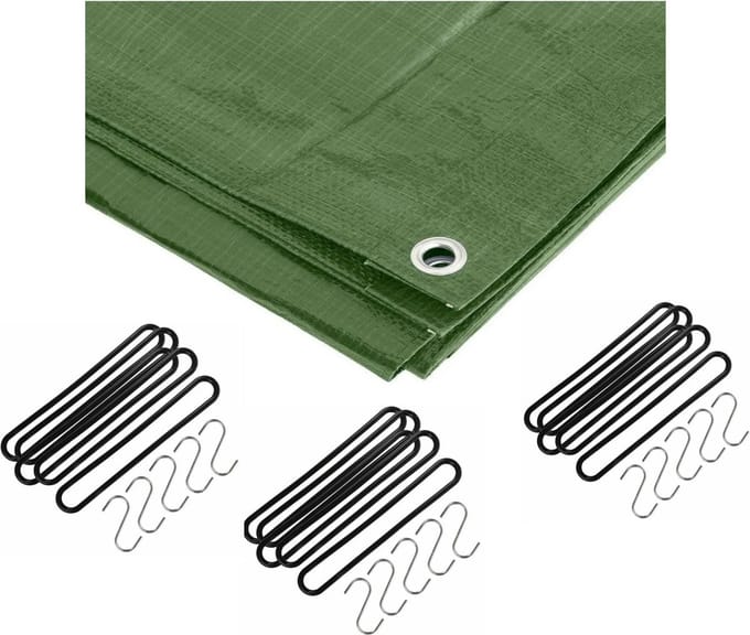 Benson - Afdekzeil groen 6 x 10 meter met 30x spanrubbers en S-haken