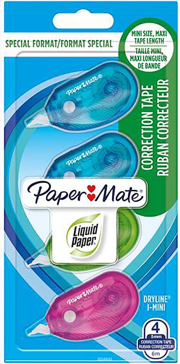 Paper Mate DryLine i-Mini Correction Tape | Assorted Colours | 4 Count