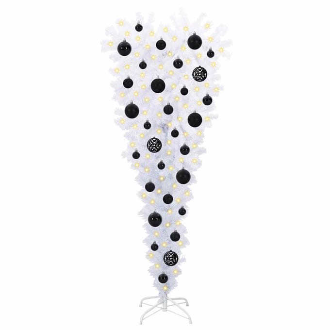 vidaXL - Kunstkerstboom - met - 150 - LED - Wit - 120 - cm - PVC - en - Staal