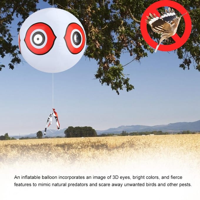 Terror Opblaasbare Vogelverschrikker Ballon Vogelafweermiddel Roofdierballon(Wit) White red