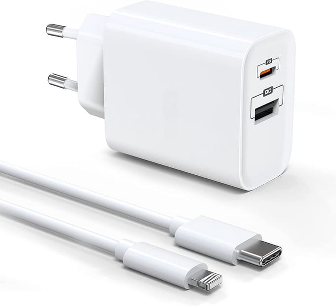 Dubbele usb C oplader geschikt voor iPhone - 35w usb en usb C adapter - Oplader met 2 poorten - 2 meter