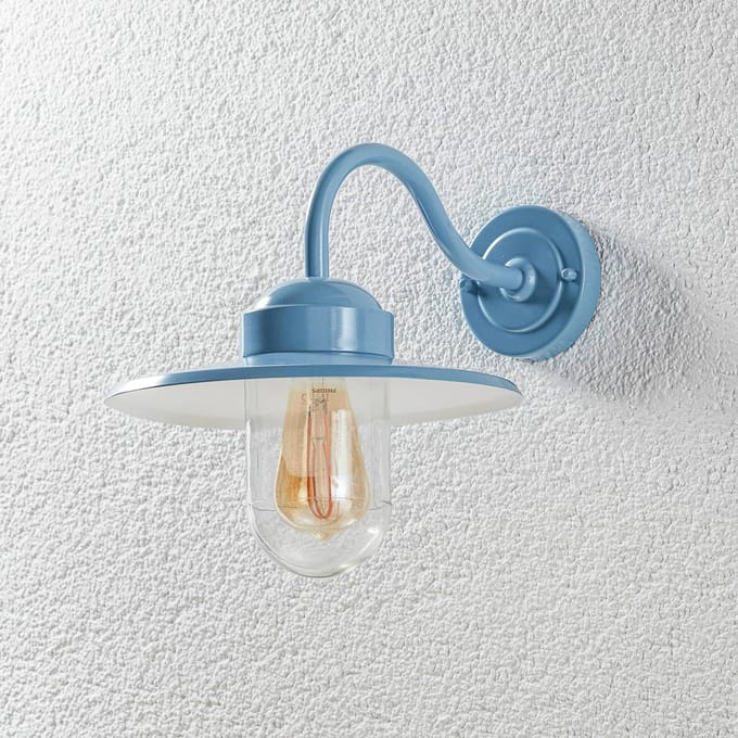 KS Verlichting wandlamp - Dolce retro - Buitenlamp - E27 - Industrieel - Glas - Aluminium - Blauw