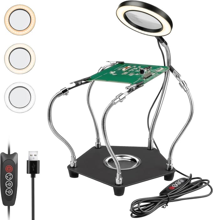 Derde Hand Lassen met 3 LED Vergrootglas en Flexibele Steunarmen voor Lasreparaties