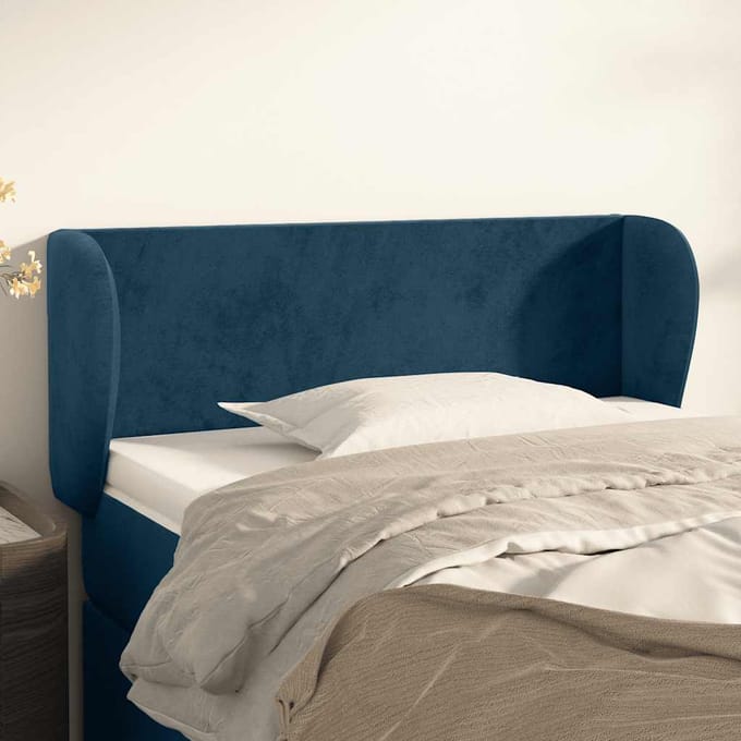vidaXL Hoofdbord met randen 103x23x78/88 cm fluweel donkerblauw