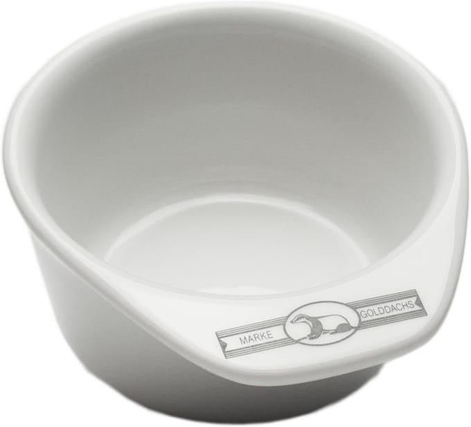 Ronde scheerpot met handvat en logo