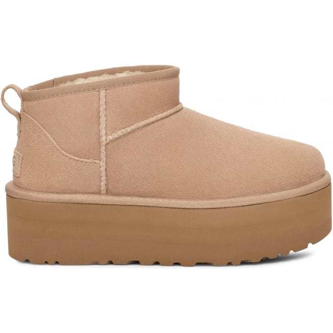 UGG® Classic Ultra Mini Platform for Women in Tan, Size 7, Suede/Polyester/Wool