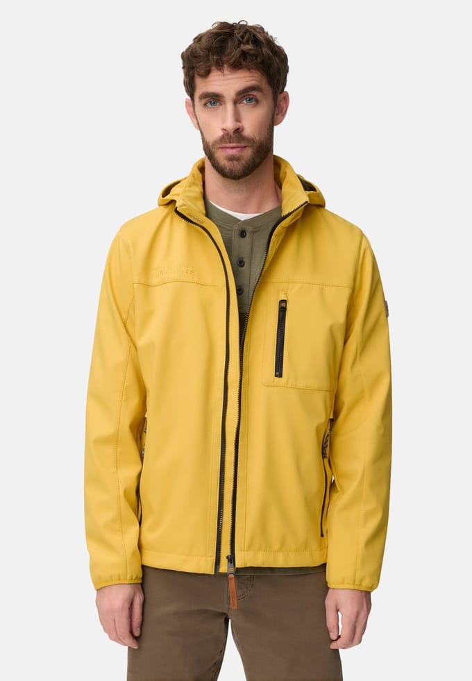 camel active Softshelljas met afneembare capuchon - Maat menswear-36 - Zonnegeel