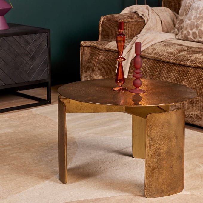 StarFurn Salontafel Darwin - Rond Goud Metaal - 60x60x40cm