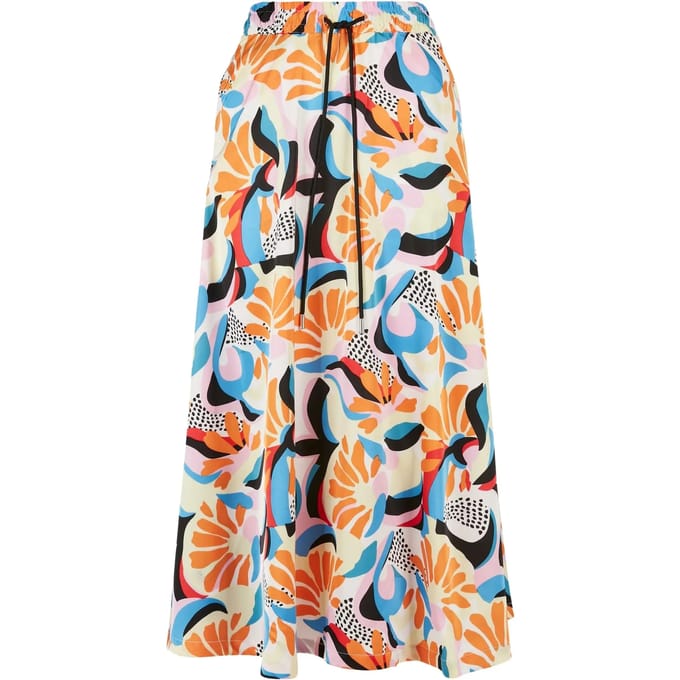 Urban Classics - AOP Satin Midi magicmangoabstract Lange rok - 4XL - Multicolours