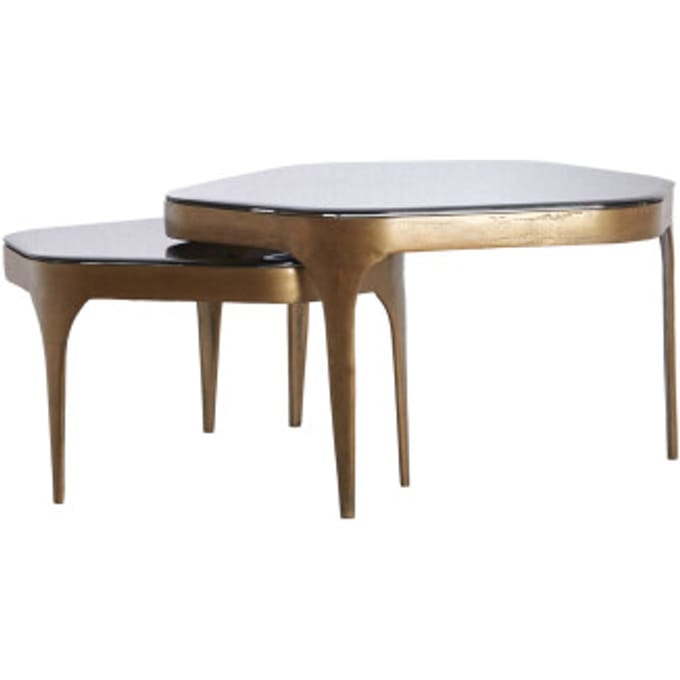 Light & Living - Salontafel AVI - 77x70x42 cm - Grijs - Set van 2