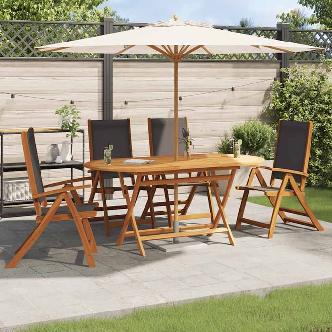 vidaXL - Klapstoelen - 4 - stuks - van - massief - acaciahout - en - textilene