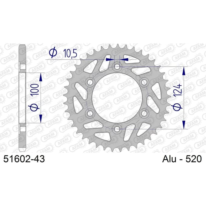 Aluminium tandwiel achter Afam 520 43 dents