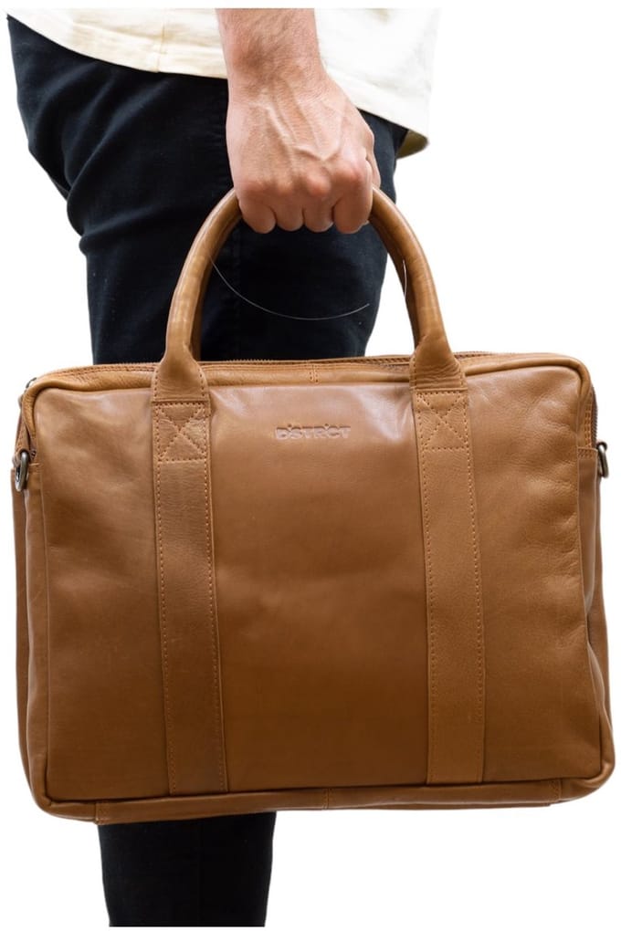 DSTRCT State Street Working Bag 2-vaks Laptoptas 15,6'' Cognac