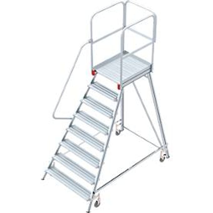 Aluminium platform met wielen, eenzijdig, 8 treden