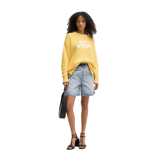 Hugo Dames/Dames Sareedi Oversized Sweatshirt met Belettering (Geel)