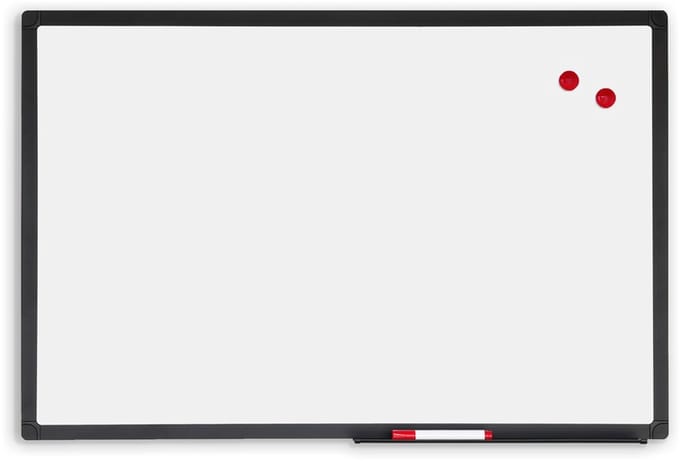 IVOL Whiteboard Premium met zwart frame - 80x110 cm - Emaille - Magnetisch - Magneetbord - memobord