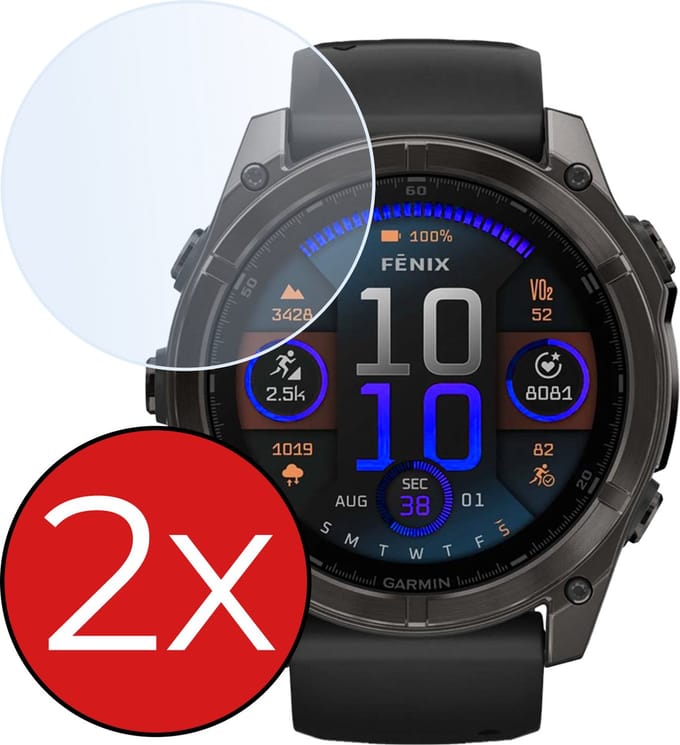 Screenprotector Geschikt voor Garmin Fenix 8 (47 mm) Screenprotector Glas Gehard Screen Cover - Screen Protector Geschikt voor Garmin Fenix 8 Screenprotector Tempered Glass - 2 PACK