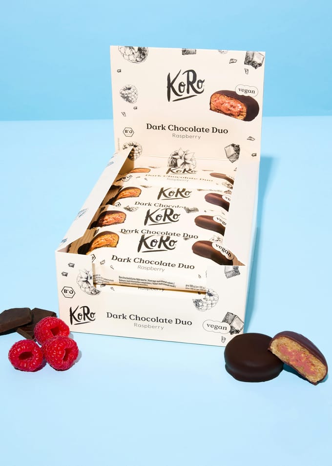 Bio dark chocolate duo raspberry 12 x 2 x 20 g