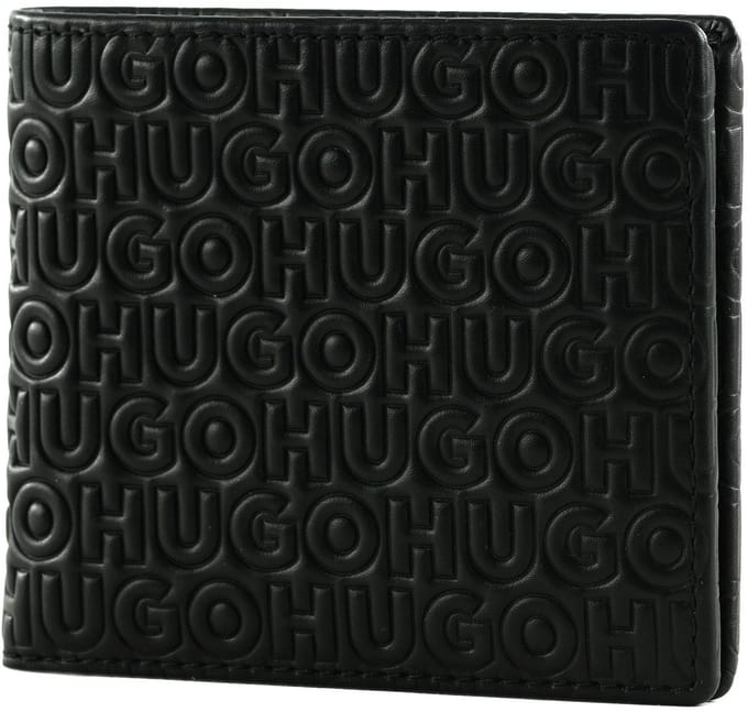 HUGO Leren portemonnee Ethon 8CC Wallet Black zwart