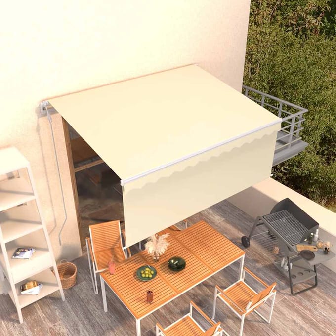 vidaXL - Luifel - automatisch - uittrekbaar - met - rolgordijn - 3x2,5 - m - crème