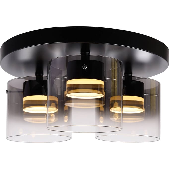 HighLight LED plafondlamp Salerno, 2.700 K, 3-lamp, zwart