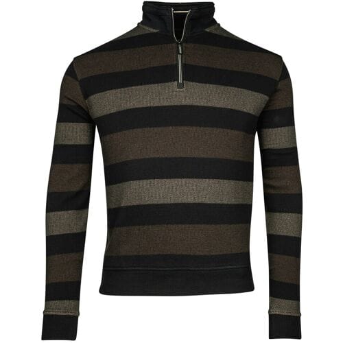Baileys Trui Half Zip Jacquard Pique Yarn Dyed Stripe Sweat Donker Bruin / male
