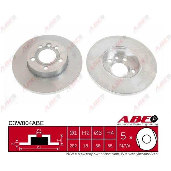 Remschijf ABE C3W004 voorkant, compleet, 1 Stuk