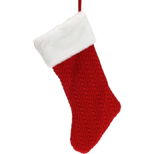 Koopman International Koopman Kerstkous Deluxe Gebreid - Rood, 40 cm