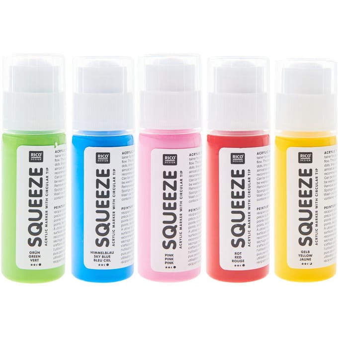 Rico Design Squeeze acrylic marker set - Basic Rainbow