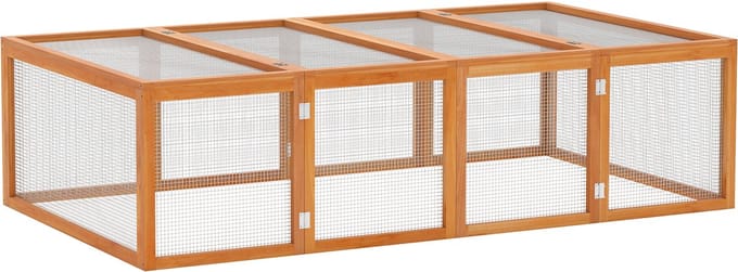 PawHut Konijnenhok - Hout - 181x100x48cm - Bruin