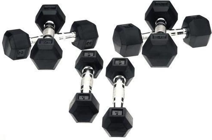 Hexa Dumbells - 2 x 4 kg - Zilver/Zwart